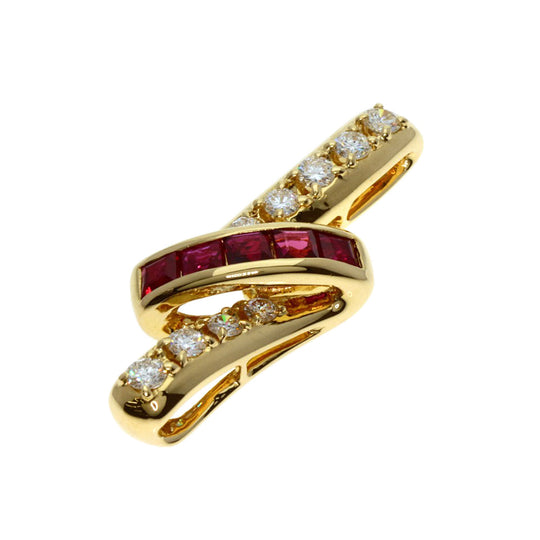 POLA Pendant top 18K Yellow Gold gold Ruby diamond Women Used Authentic
