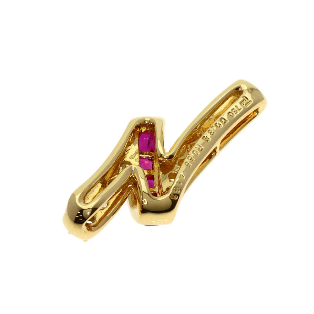 POLA Pendant top 18K Yellow Gold gold Ruby diamond Women Used Authentic