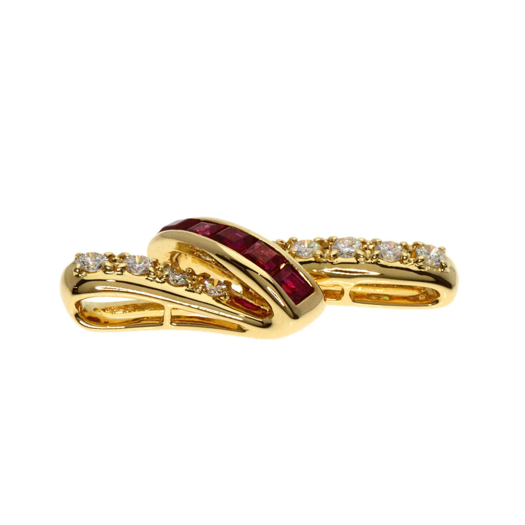 POLA Pendant top 18K Yellow Gold gold Ruby diamond Women Used Authentic