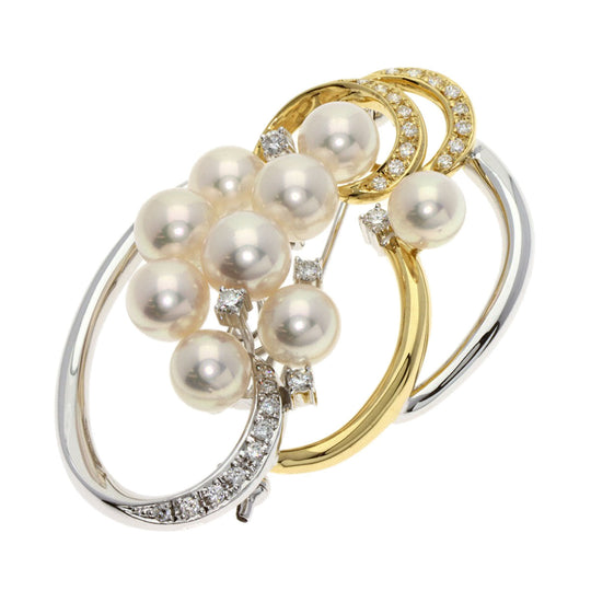 TASAKI Brooch K18YG , K14WG gold Akoya pearl Pearl Women Used Authentic