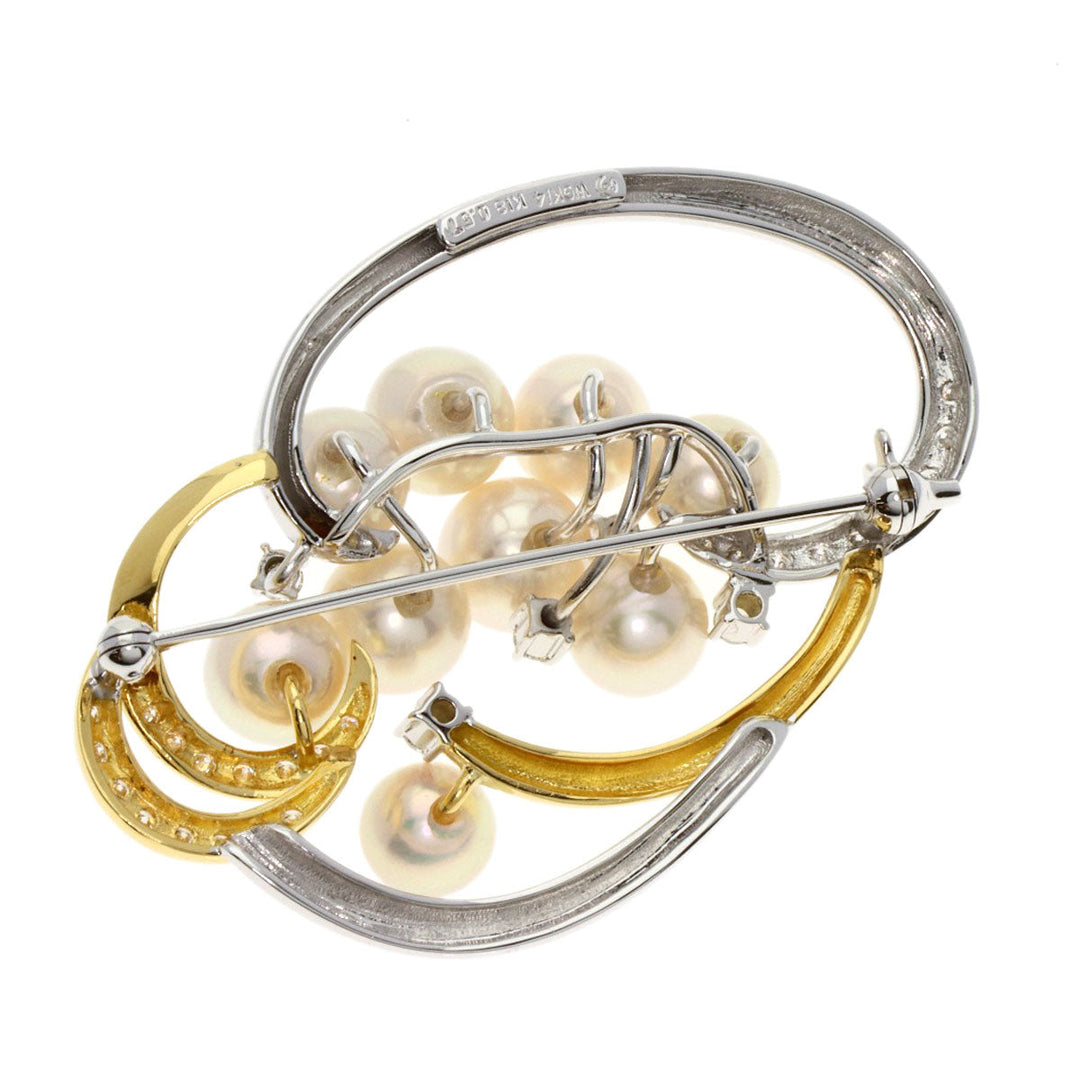 TASAKI Brooch K18YG , K14WG gold Akoya pearl Pearl Women Used Authentic
