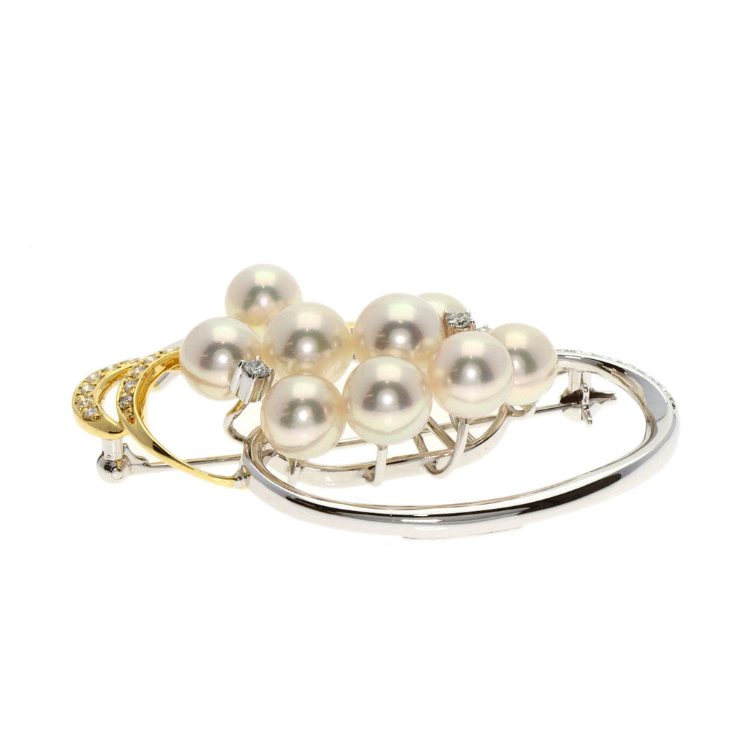 TASAKI Brooch K18YG , K14WG gold Akoya pearl Pearl Women Used Authentic