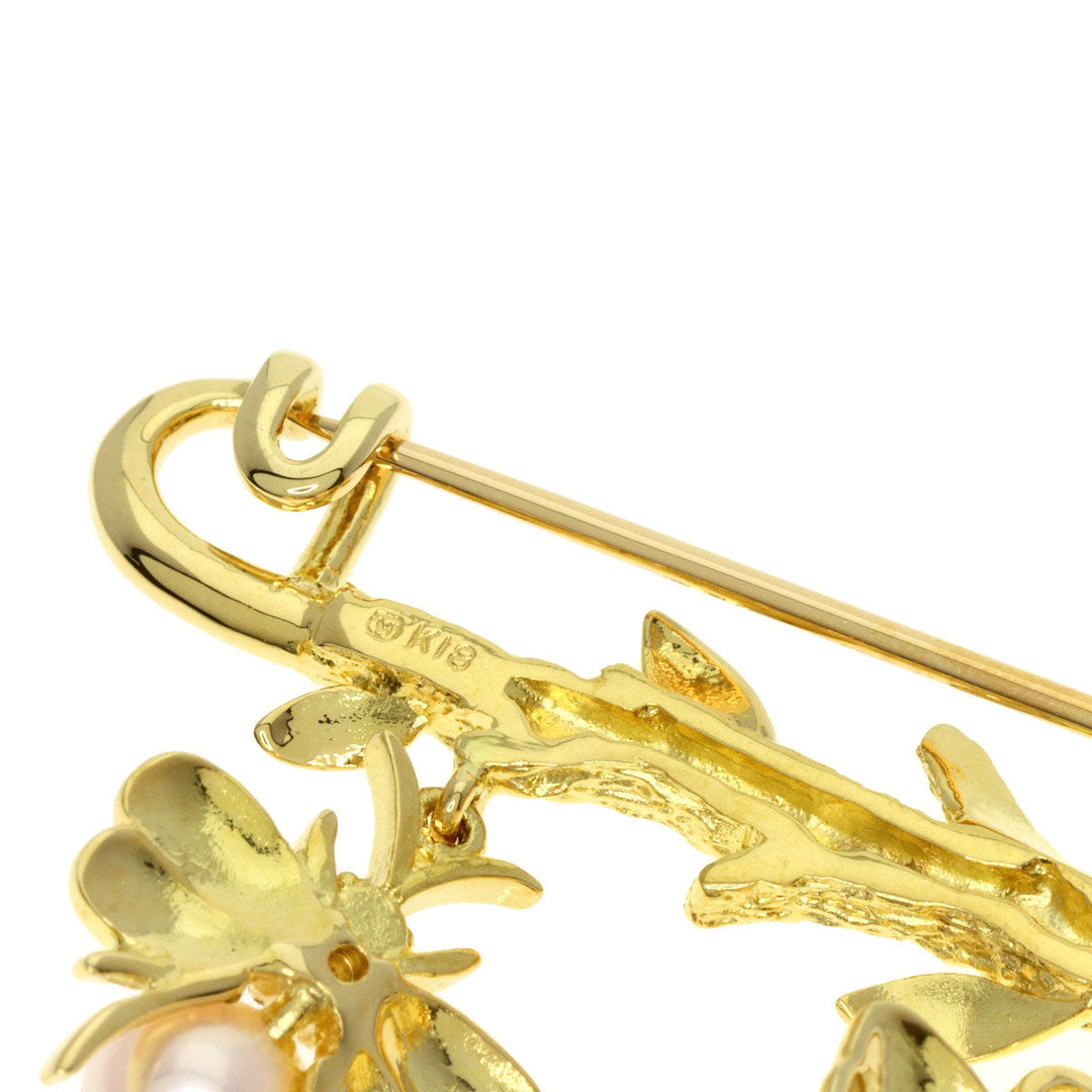 MIKIMOTO Brooch 18K Yellow Gold gold Spider Butterfly Bee Akoya Pearl Diamond Women Used Authentic