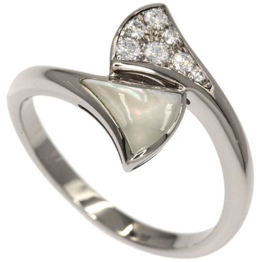 BVLGARI Ring K18WG Silver Diva Dream White Shell Diamond Women Used Authentic
