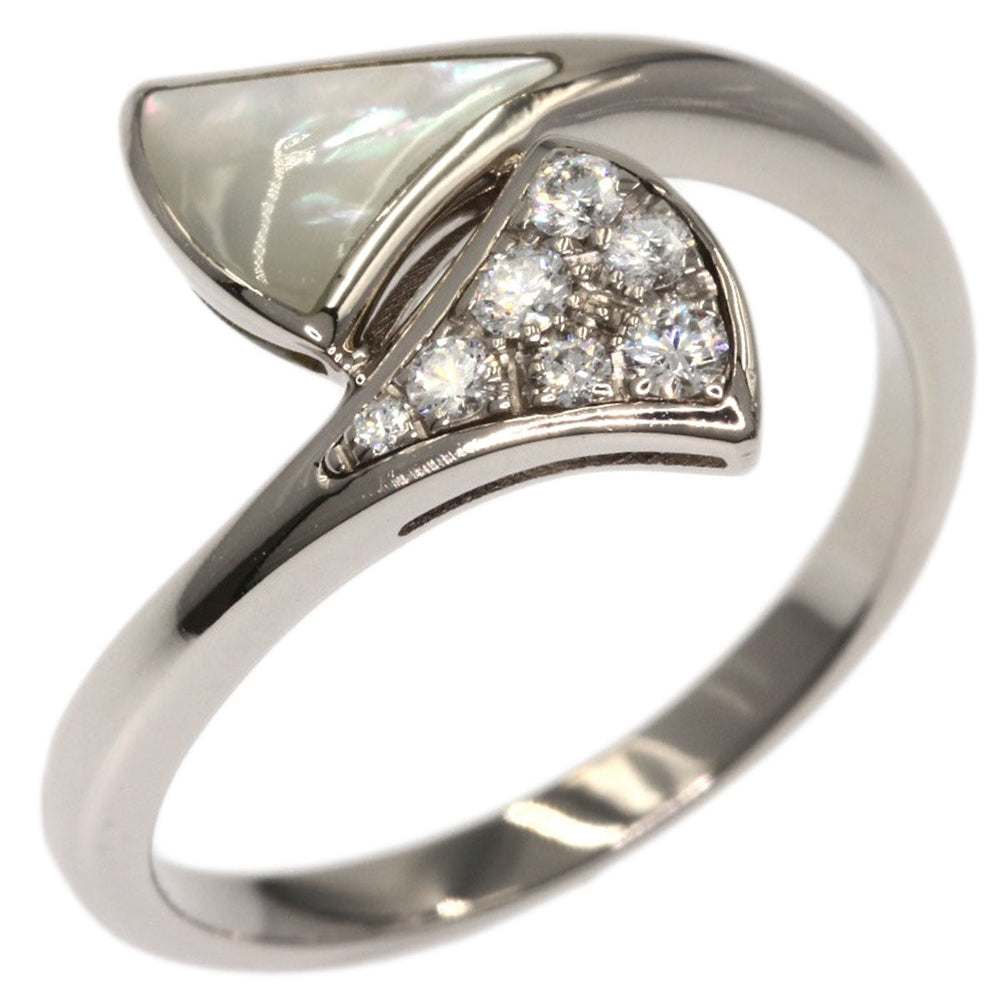 BVLGARI Ring K18WG Silver Diva Dream White Shell Diamond Women Used Authentic