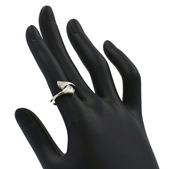 BVLGARI Ring K18WG Silver Diva Dream White Shell Diamond Women Used Authentic