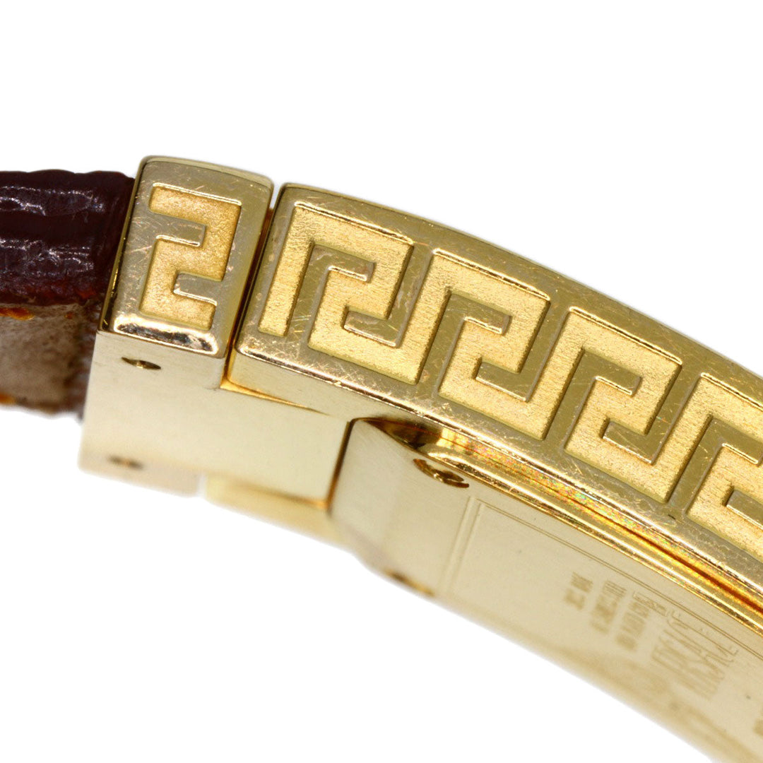 VERSACE Watches Quartz Gold Plated, Leather gold Fifth Silver dial Women Used Authentic
