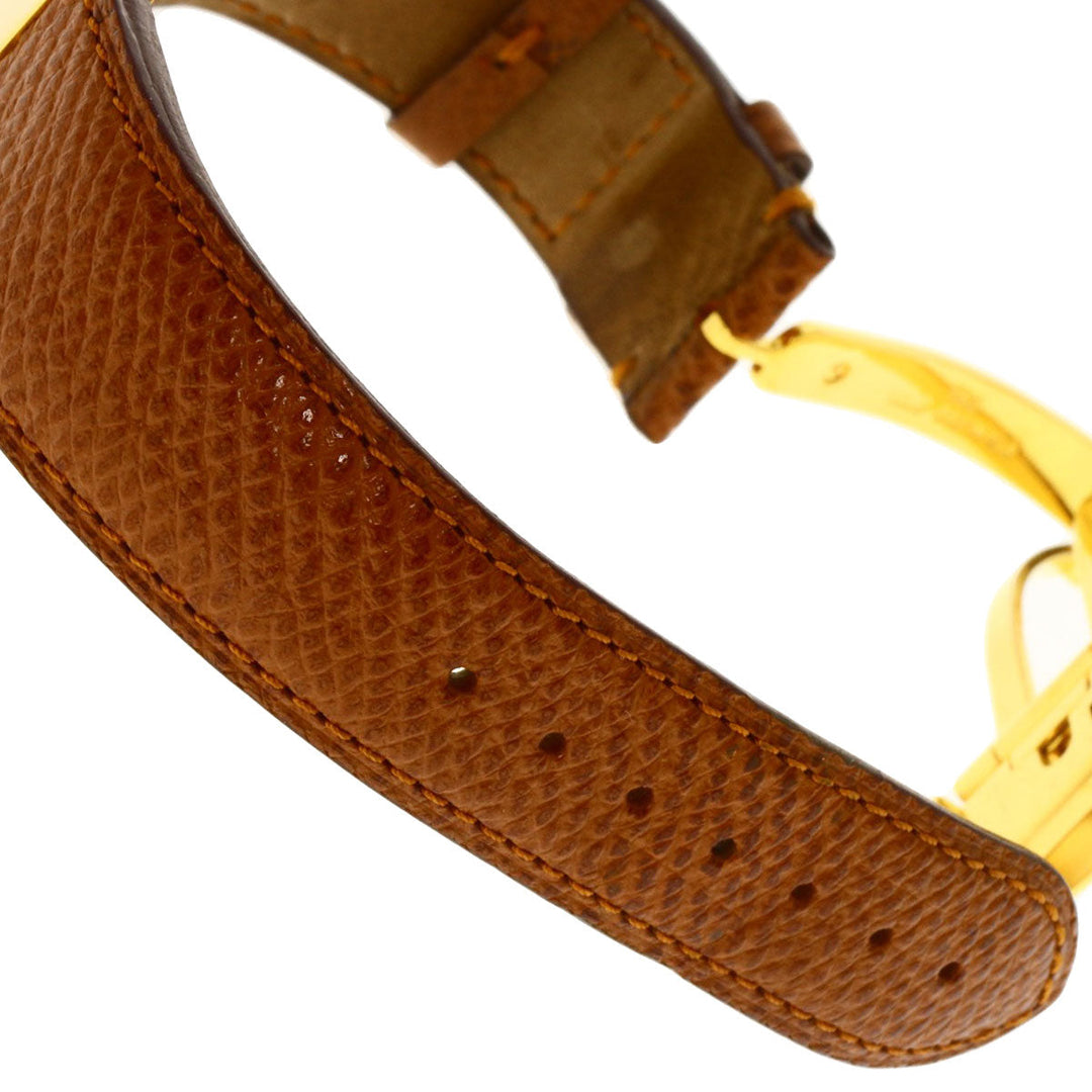 VERSACE Watches Quartz Gold Plated, Leather gold Fifth Silver dial Women Used Authentic
