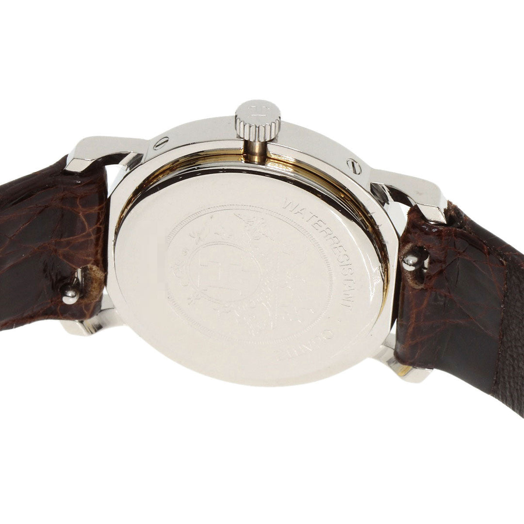 HERMES Watches Quartz Stainless Steel, Leather gold Clipper Ivory dial Women Used Authentic
