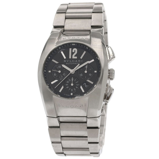 BVLGARI Watches Mechanical Automatic EG35BSSDCH Stainless Steel , Stainless Steel Silver Elgon Chronograph black dial mens Used Authentic