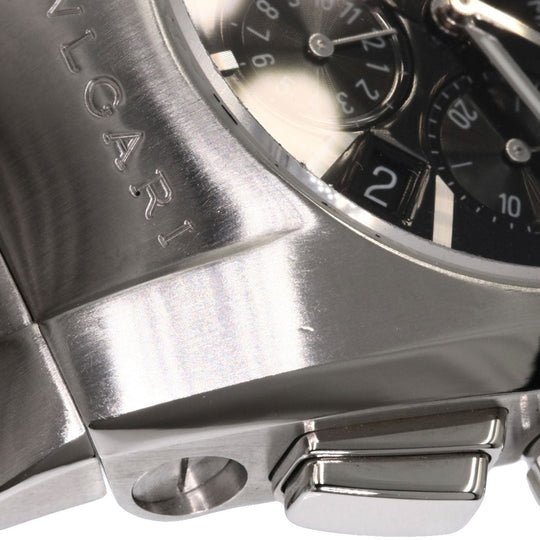 BVLGARI Watches Mechanical Automatic EG35BSSDCH Stainless Steel , Stainless Steel Silver Elgon Chronograph black dial mens Used Authentic
