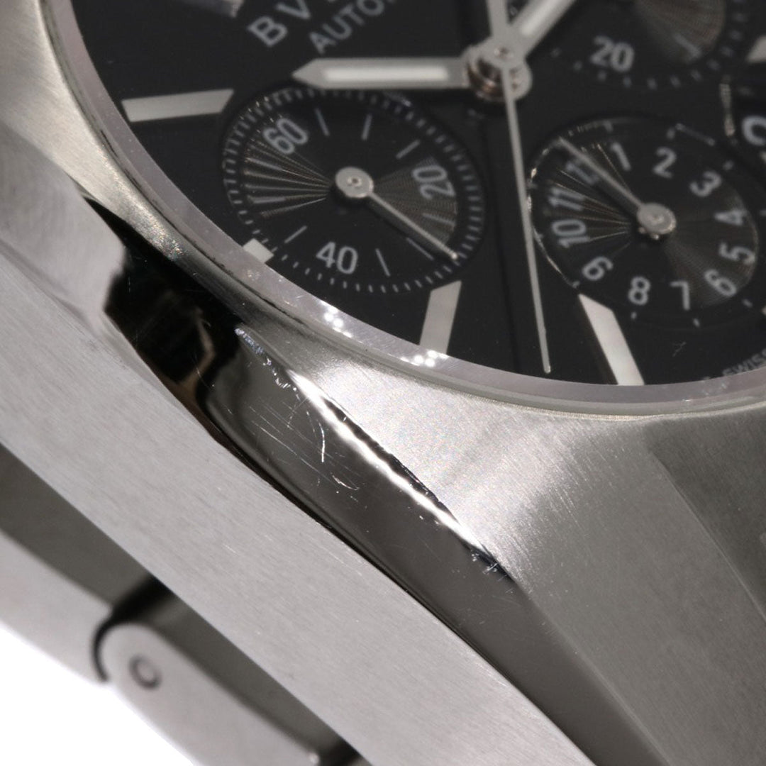 BVLGARI Watches Mechanical Automatic EG35BSSDCH Stainless Steel , Stainless Steel Silver Elgon Chronograph black dial mens Used Authentic