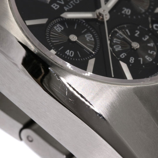 BVLGARI Watches Mechanical Automatic EG35BSSDCH Stainless Steel , Stainless Steel Silver Elgon Chronograph black dial mens Used Authentic