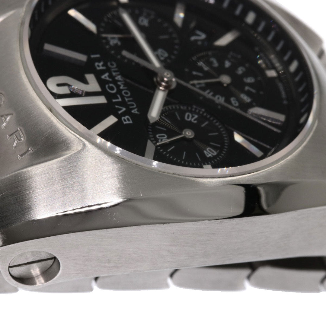 BVLGARI Watches Mechanical Automatic EG35BSSDCH Stainless Steel , Stainless Steel Silver Elgon Chronograph black dial mens Used Authentic