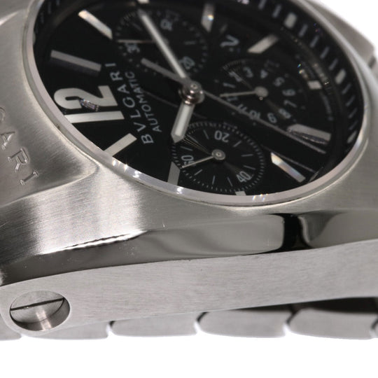 BVLGARI Watches Mechanical Automatic EG35BSSDCH Stainless Steel , Stainless Steel Silver Elgon Chronograph black dial mens Used Authentic