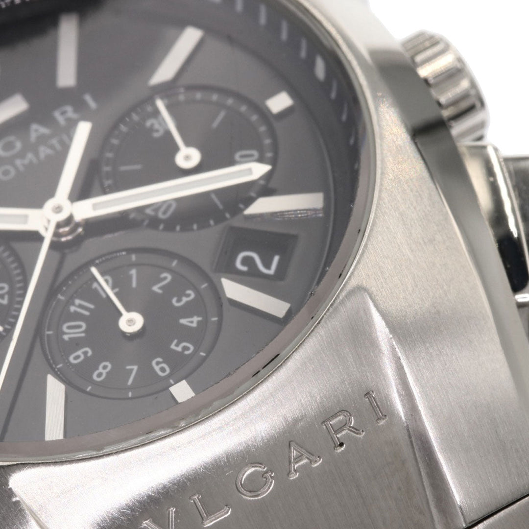 BVLGARI Watches Mechanical Automatic EG35BSSDCH Stainless Steel , Stainless Steel Silver Elgon Chronograph black dial mens Used Authentic