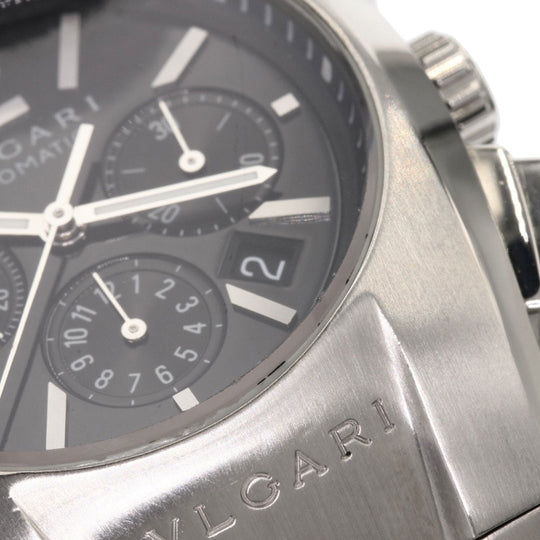 BVLGARI Watches Mechanical Automatic EG35BSSDCH Stainless Steel , Stainless Steel Silver Elgon Chronograph black dial mens Used Authentic