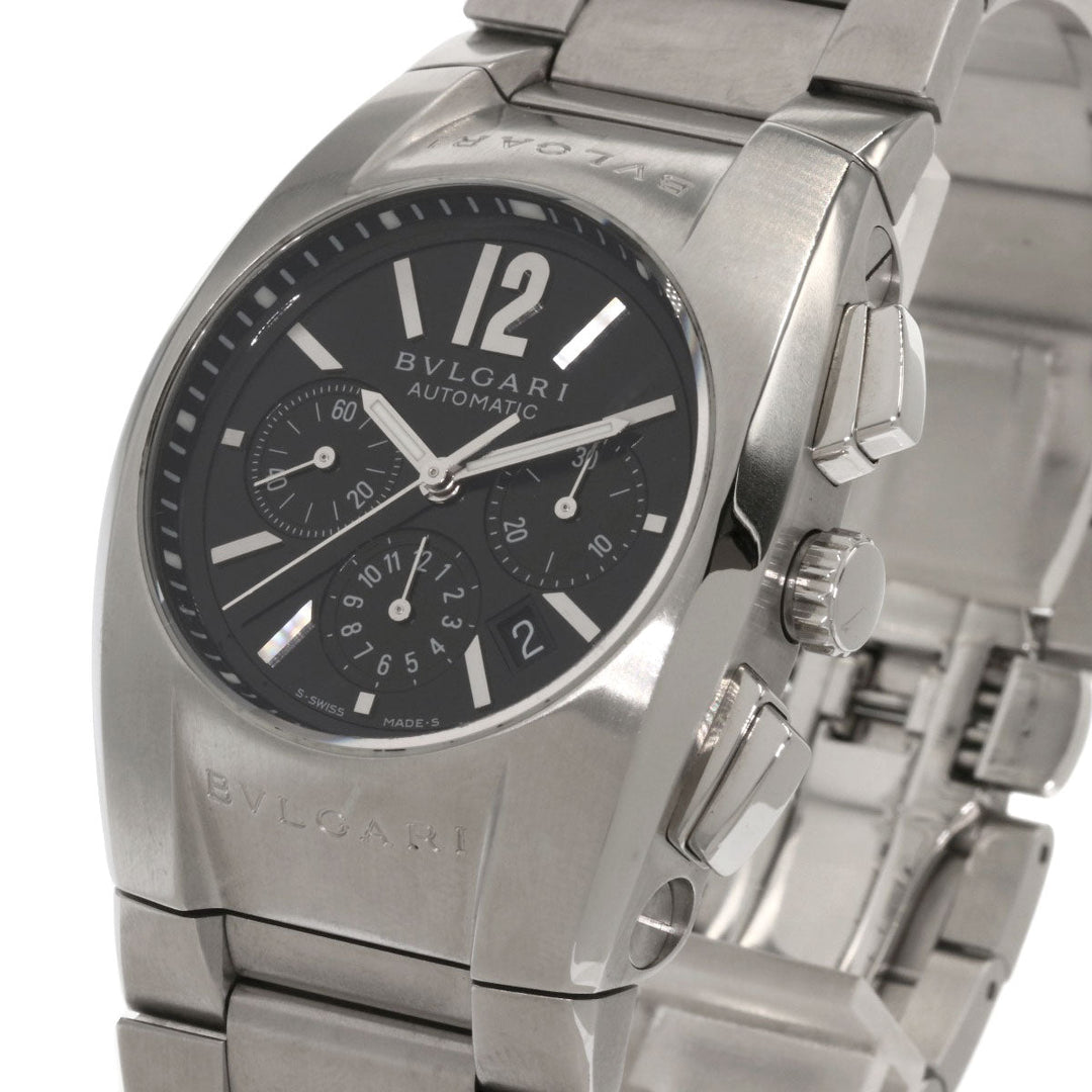 BVLGARI Watches Mechanical Automatic EG35BSSDCH Stainless Steel , Stainless Steel Silver Elgon Chronograph black dial mens Used Authentic