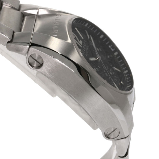 BVLGARI Watches Mechanical Automatic EG35BSSDCH Stainless Steel , Stainless Steel Silver Elgon Chronograph black dial mens Used Authentic
