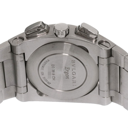 BVLGARI Watches Mechanical Automatic EG35BSSDCH Stainless Steel , Stainless Steel Silver Elgon Chronograph black dial mens Used Authentic