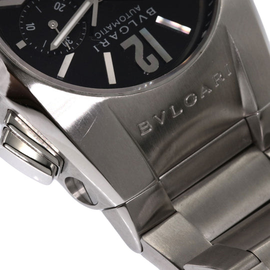 BVLGARI Watches Mechanical Automatic EG35BSSDCH Stainless Steel , Stainless Steel Silver Elgon Chronograph black dial mens Used Authentic