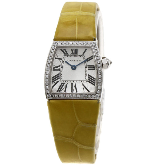 CARTIER Watches Quartz WE600351 K18WG , Leather , Diamond Silver Radonya SM Diamond Silver dial Women Used Authentic