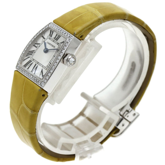 CARTIER Watches Quartz WE600351 K18WG , Leather , Diamond Silver Radonya SM Diamond Silver dial Women Used Authentic