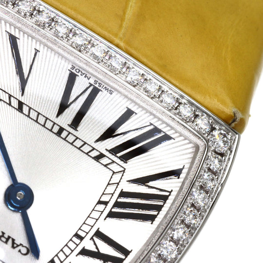 CARTIER Watches Quartz WE600351 K18WG , Leather , Diamond Silver Radonya SM Diamond Silver dial Women Used Authentic