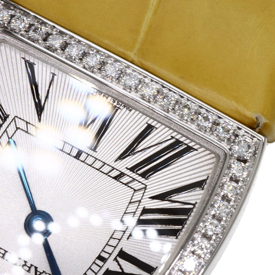 CARTIER Watches Quartz WE600351 K18WG , Leather , Diamond Silver Radonya SM Diamond Silver dial Women Used Authentic