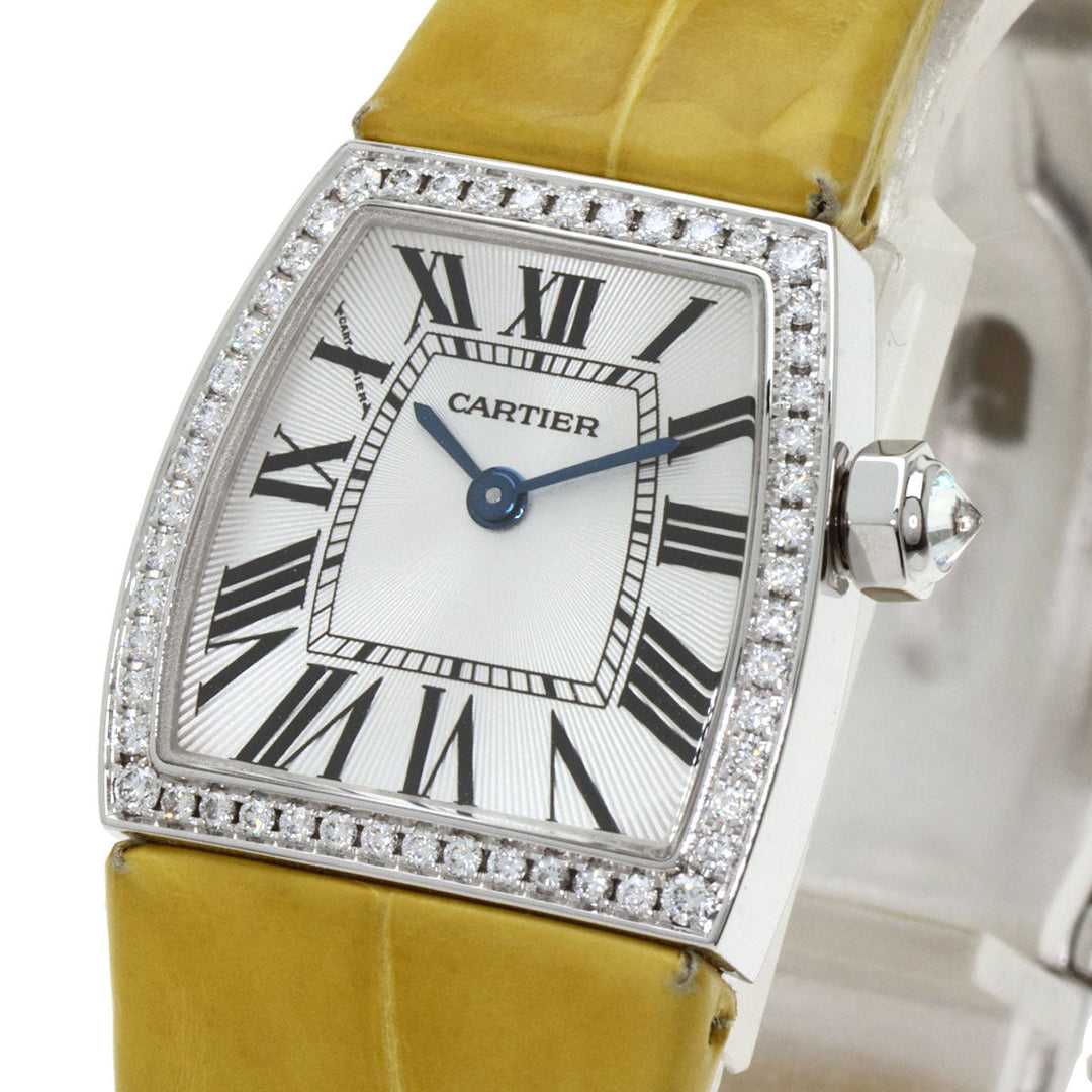 CARTIER Watches Quartz WE600351 K18WG , Leather , Diamond Silver Radonya SM Diamond Silver dial Women Used Authentic