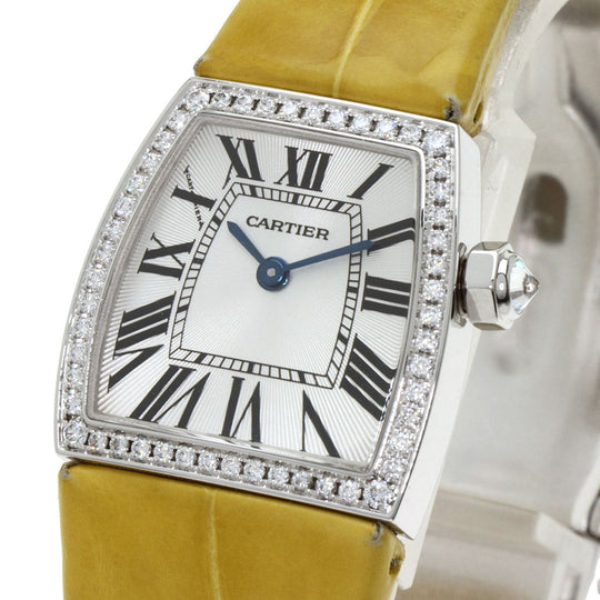 CARTIER Watches Quartz WE600351 K18WG , Leather , Diamond Silver Radonya SM Diamond Silver dial Women Used Authentic
