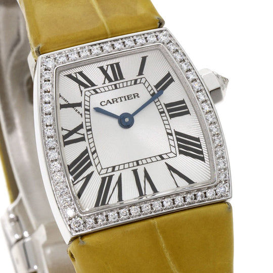 CARTIER Watches Quartz WE600351 K18WG , Leather , Diamond Silver Radonya SM Diamond Silver dial Women Used Authentic