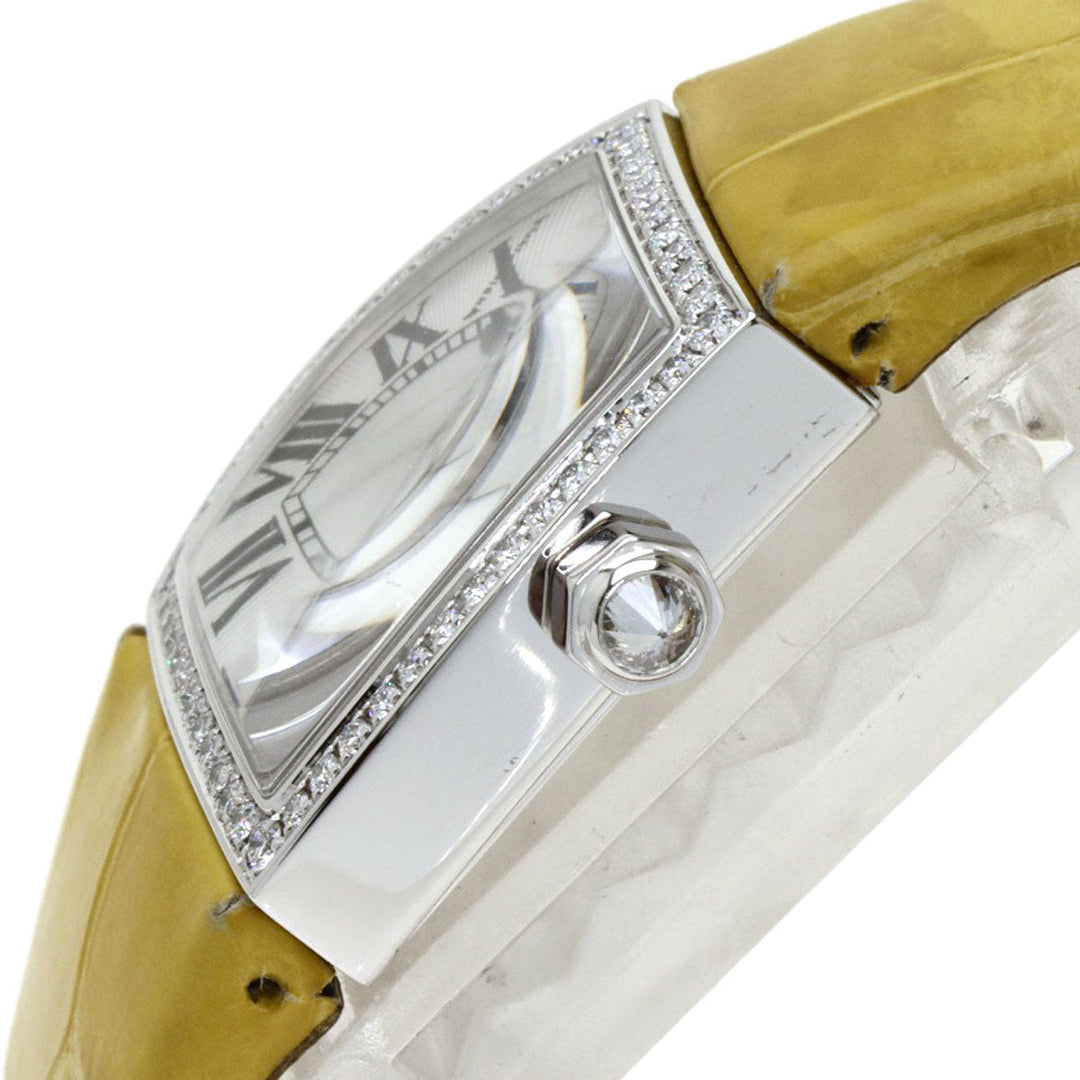 CARTIER Watches Quartz WE600351 K18WG , Leather , Diamond Silver Radonya SM Diamond Silver dial Women Used Authentic