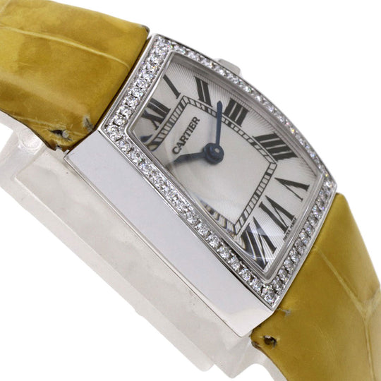 CARTIER Watches Quartz WE600351 K18WG , Leather , Diamond Silver Radonya SM Diamond Silver dial Women Used Authentic