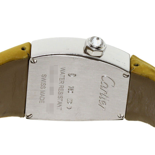 CARTIER Watches Quartz WE600351 K18WG , Leather , Diamond Silver Radonya SM Diamond Silver dial Women Used Authentic