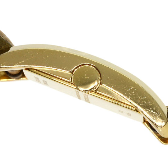 BURBERRY Watches Quartz BU1074 Gold Plated, Leather gold Square gold dial Women Used Authentic