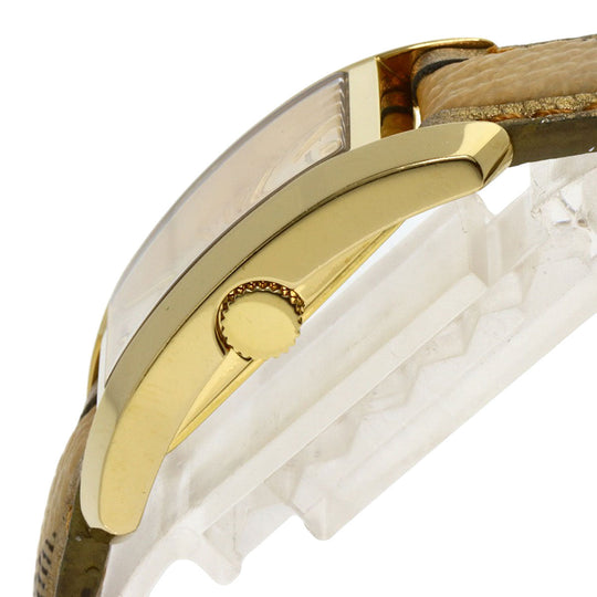 BURBERRY Watches Quartz BU1074 Gold Plated, Leather gold Square gold dial Women Used Authentic