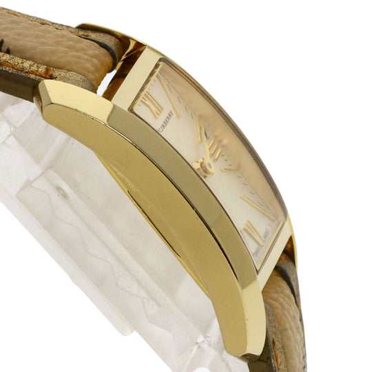 BURBERRY Watches Quartz BU1074 Gold Plated, Leather gold Square gold dial Women Used Authentic