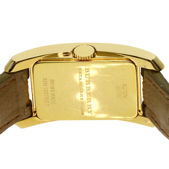 BURBERRY Watches Quartz BU1074 Gold Plated, Leather gold Square gold dial Women Used Authentic