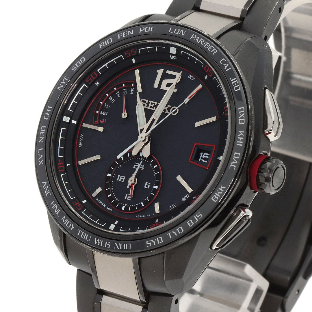 SEIKO Watches Solar Powered Radio Watch SAGA267 8B63-0AS0 Titanium, Titanium black BRIGHTZ Solar Powered radio waves black dial mens Used Authentic