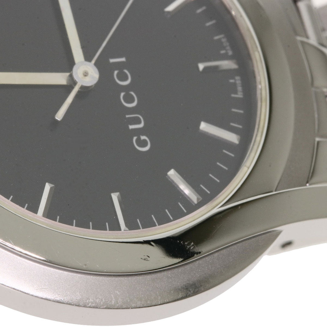 GUCCI Watches Quartz 5500XL Stainless Steel , Stainless Steel Silver Round face black dial mens Used Authentic