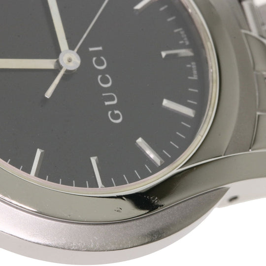 GUCCI Watches Quartz 5500XL Stainless Steel , Stainless Steel Silver Round face black dial mens Used Authentic