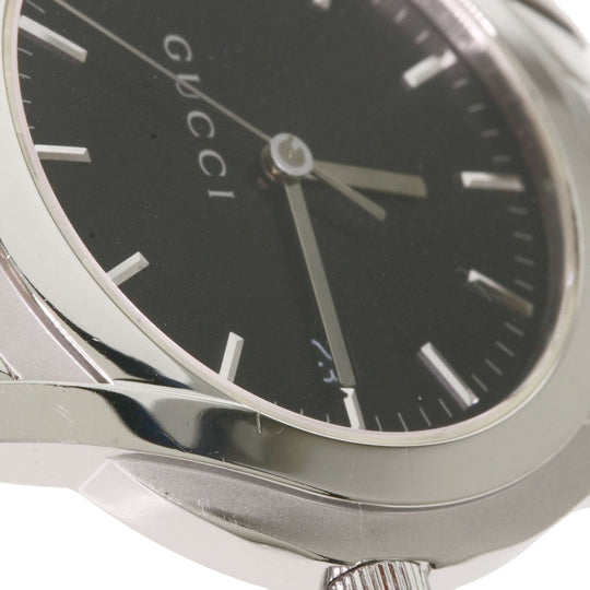 GUCCI Watches Quartz 5500XL Stainless Steel , Stainless Steel Silver Round face black dial mens Used Authentic