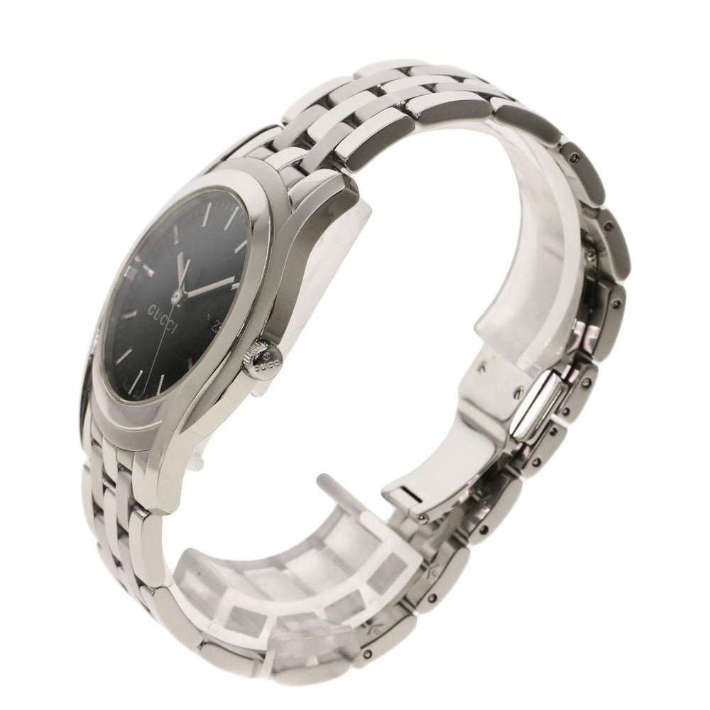 GUCCI Watches Quartz 5500XL Stainless Steel , Stainless Steel Silver Round face black dial mens Used Authentic