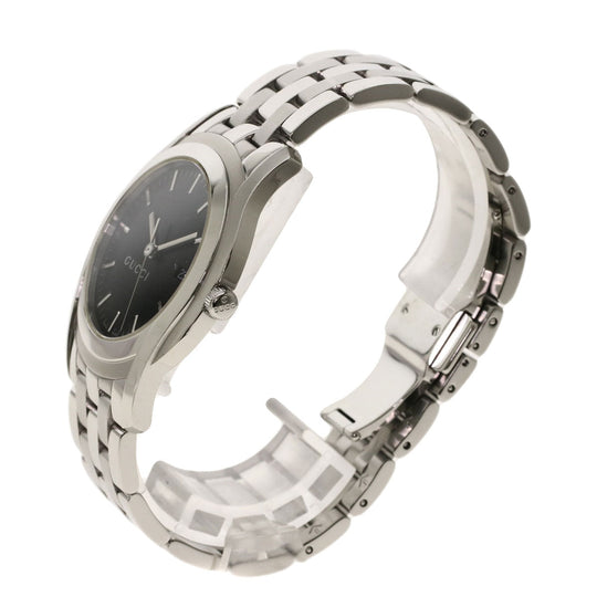 GUCCI Watches Quartz 5500XL Stainless Steel , Stainless Steel Silver Round face black dial mens Used Authentic