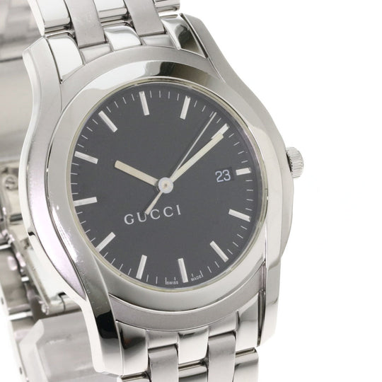 GUCCI Watches Quartz 5500XL Stainless Steel , Stainless Steel Silver Round face black dial mens Used Authentic