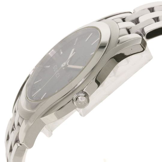 GUCCI Watches Quartz 5500XL Stainless Steel , Stainless Steel Silver Round face black dial mens Used Authentic