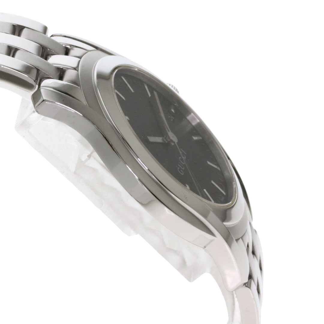 GUCCI Watches Quartz 5500XL Stainless Steel , Stainless Steel Silver Round face black dial mens Used Authentic