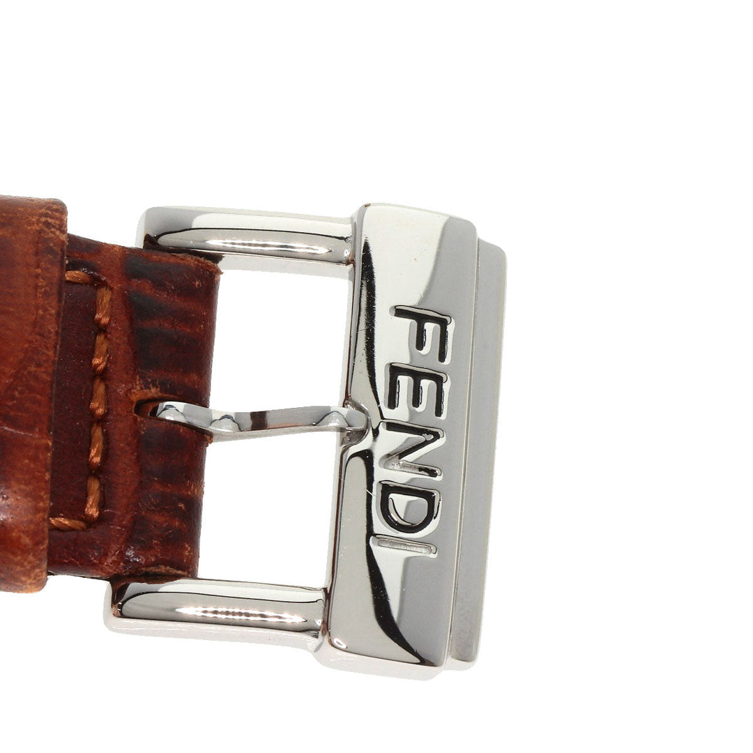 FENDI Watches Quartz 210G Stainless Steel, Leather Silver Round face salmon pink dial Women Used Authentic