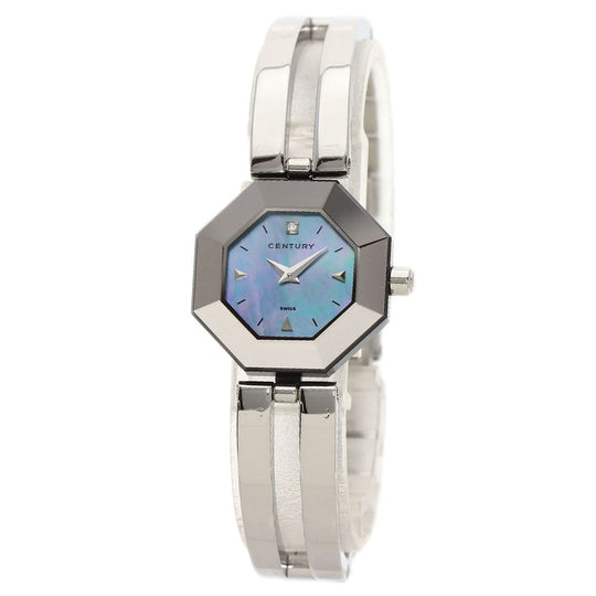 CENTURY Watches Quartz Stainless Steel , Stainless Steel Silver Time gem Blue shell dial Women Used Authentic